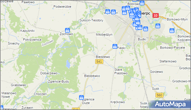 mapa Bledzewo, Bledzewo na mapie Targeo