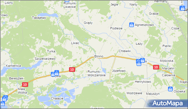 mapa Blinno, Blinno na mapie Targeo