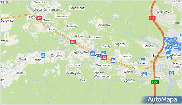 mapa Bliżyn, Bliżyn na mapie Targeo