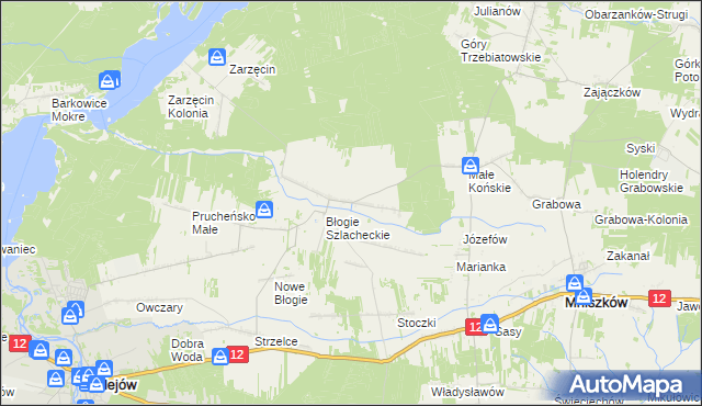 mapa Błogie Rządowe, Błogie Rządowe na mapie Targeo