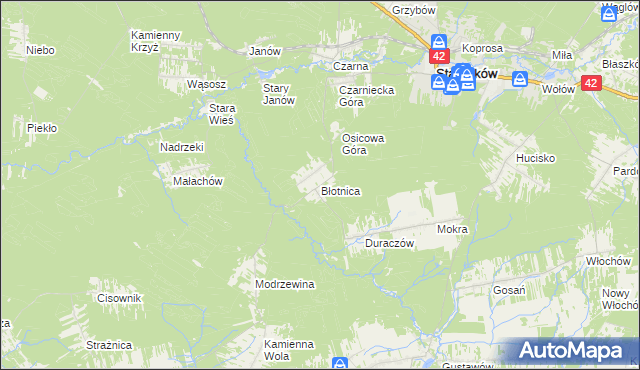 mapa Błotnica gmina Stąporków, Błotnica gmina Stąporków na mapie Targeo