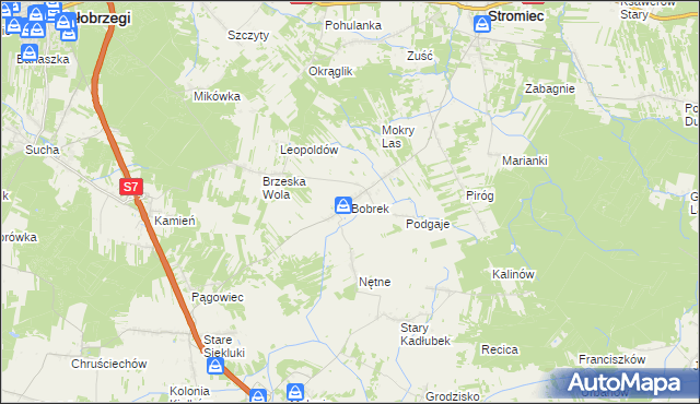 mapa Bobrek gmina Stromiec, Bobrek gmina Stromiec na mapie Targeo