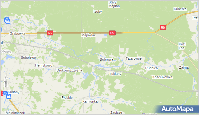 mapa Bobrowa gmina Zabłudów, Bobrowa gmina Zabłudów na mapie Targeo