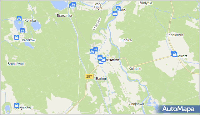 mapa Bobrowice powiat krośnieński, Bobrowice powiat krośnieński na mapie Targeo