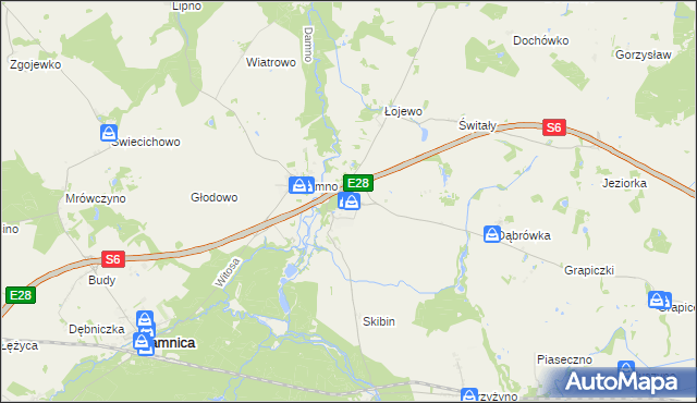 mapa Bobrowniki gmina Damnica, Bobrowniki gmina Damnica na mapie Targeo