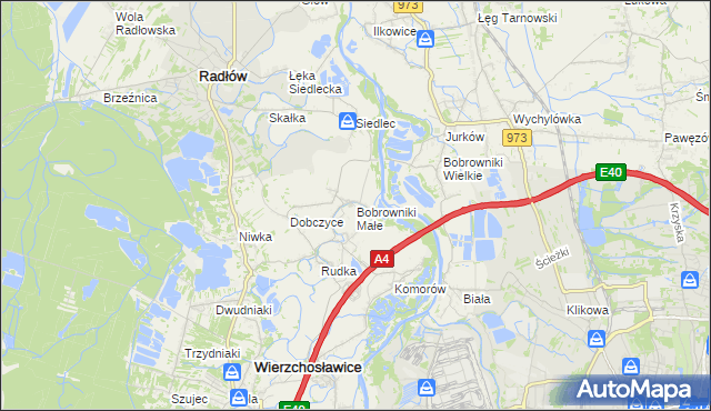 mapa Bobrowniki Małe, Bobrowniki Małe na mapie Targeo