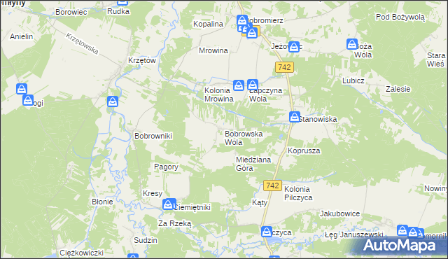 mapa Bobrowska Wola, Bobrowska Wola na mapie Targeo