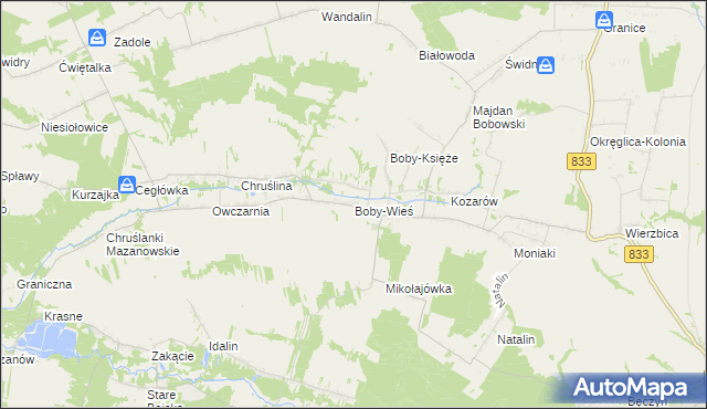 mapa Boby-Wieś, Boby-Wieś na mapie Targeo