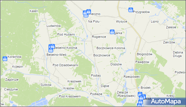 mapa Boczkowice gmina Włoszczowa, Boczkowice gmina Włoszczowa na mapie Targeo