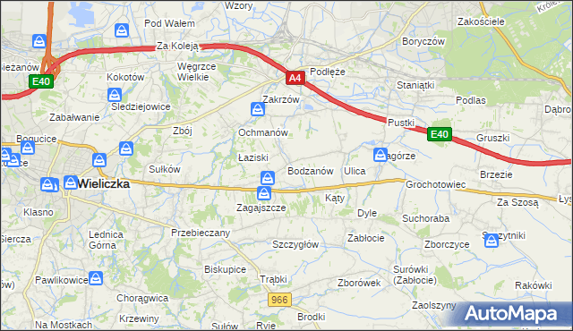 mapa Bodzanów gmina Biskupice, Bodzanów gmina Biskupice na mapie Targeo