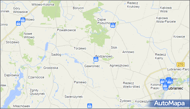mapa Bodzanowo gmina Lubraniec, Bodzanowo gmina Lubraniec na mapie Targeo
