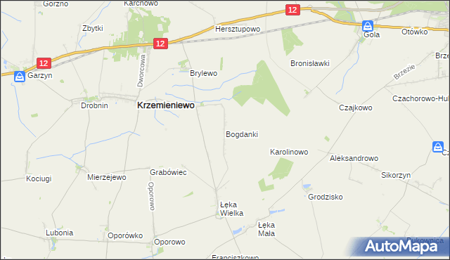 mapa Bogdanki gmina Poniec, Bogdanki gmina Poniec na mapie Targeo