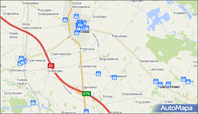 mapa Bogusławice gmina Kowal, Bogusławice gmina Kowal na mapie Targeo