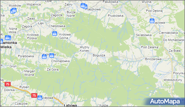 mapa Bogusza, Bogusza na mapie Targeo
