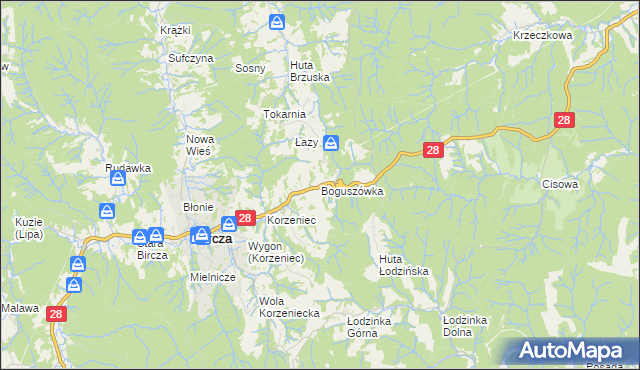 mapa Boguszówka gmina Bircza, Boguszówka gmina Bircza na mapie Targeo