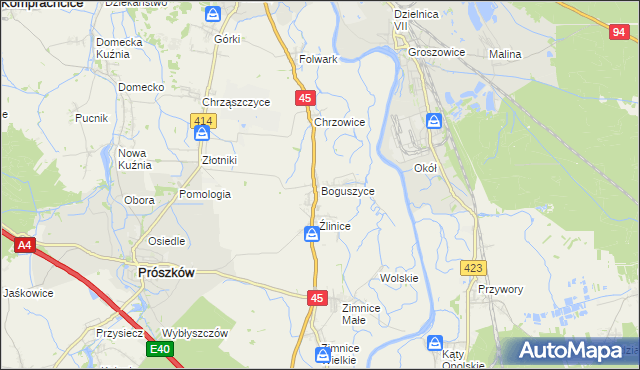 mapa Boguszyce gmina Prószków, Boguszyce gmina Prószków na mapie Targeo