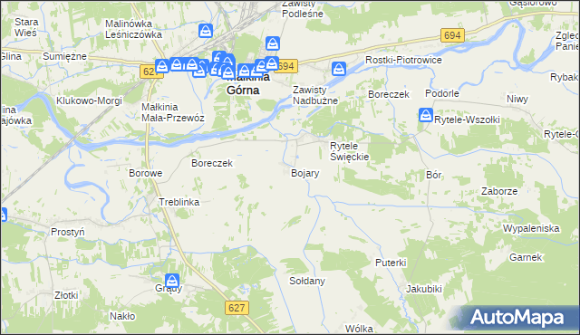 mapa Bojary gmina Kosów Lacki, Bojary gmina Kosów Lacki na mapie Targeo
