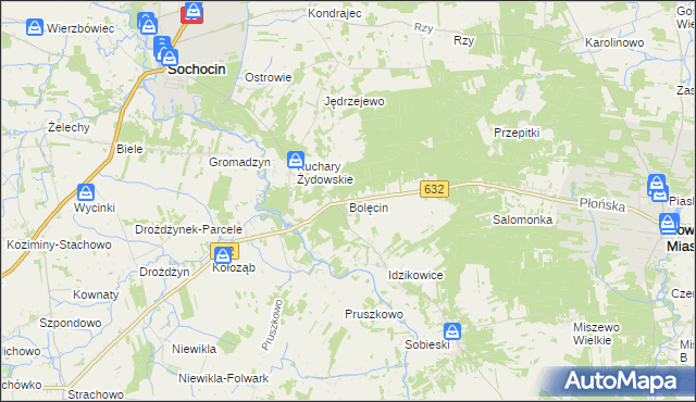 mapa Bolęcin gmina Sochocin, Bolęcin gmina Sochocin na mapie Targeo
