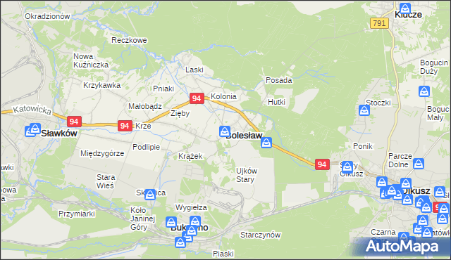mapa Bolesław powiat olkuski, Bolesław powiat olkuski na mapie Targeo