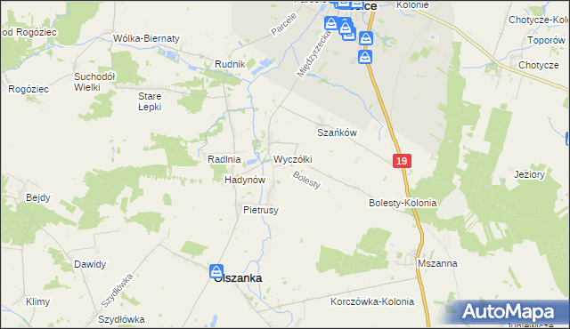 mapa Bolesty gmina Olszanka, Bolesty gmina Olszanka na mapie Targeo