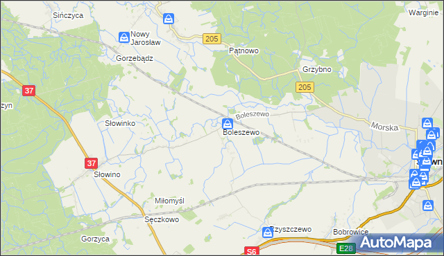 mapa Boleszewo, Boleszewo na mapie Targeo