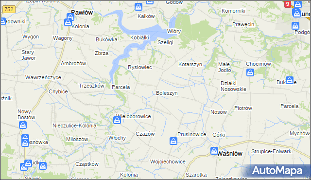 mapa Boleszyn gmina Waśniów, Boleszyn gmina Waśniów na mapie Targeo