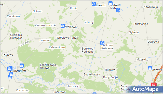 mapa Bońkowo Podleśne, Bońkowo Podleśne na mapie Targeo