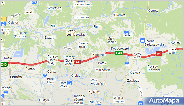 mapa Boreczek gmina Sędziszów Małopolski, Boreczek gmina Sędziszów Małopolski na mapie Targeo