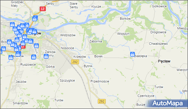mapa Borek gmina Głogów, Borek gmina Głogów na mapie Targeo