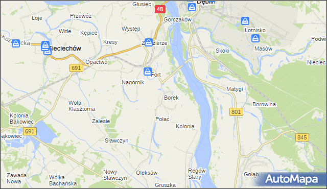 mapa Borek gmina Gniewoszów, Borek gmina Gniewoszów na mapie Targeo