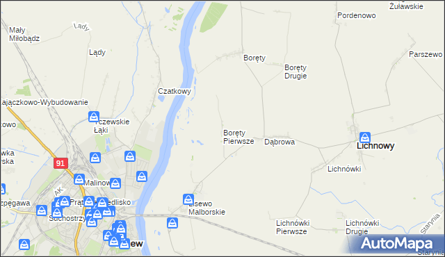 mapa Boręty Pierwsze, Boręty Pierwsze na mapie Targeo