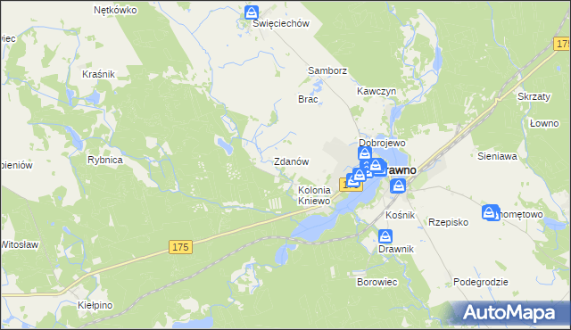 mapa Borki gmina Drawno, Borki gmina Drawno na mapie Targeo