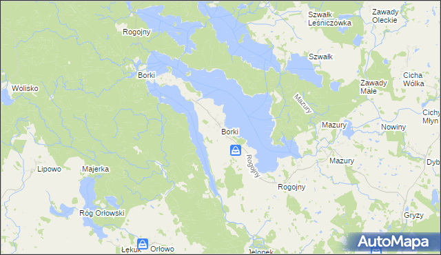 mapa Borki gmina Świętajno, Borki gmina Świętajno na mapie Targeo
