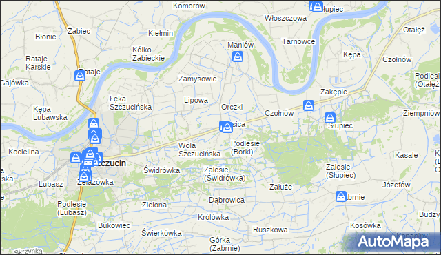 mapa Borki gmina Szczucin, Borki gmina Szczucin na mapie Targeo