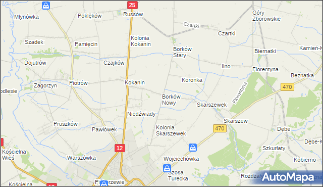 mapa Borków Nowy, Borków Nowy na mapie Targeo