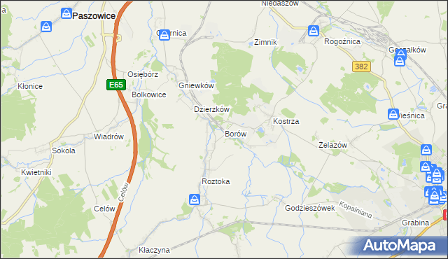 mapa Borów gmina Dobromierz, Borów gmina Dobromierz na mapie Targeo