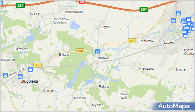 mapa Borowa gmina Długołęka, Borowa gmina Długołęka na mapie Targeo