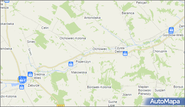 mapa Borówek gmina Żółkiewka, Borówek gmina Żółkiewka na mapie Targeo