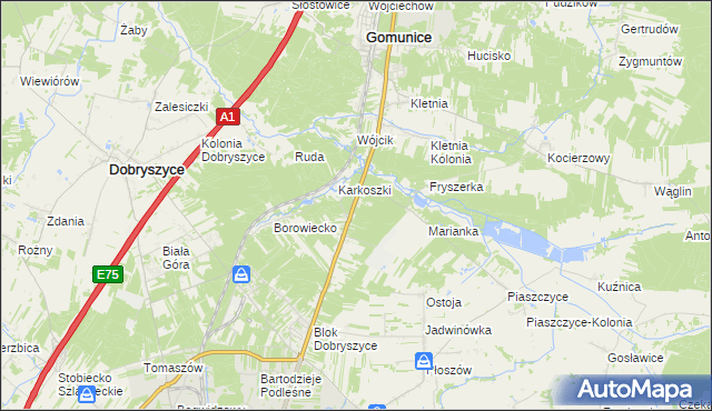 mapa Borowiecko-Kolonia, Borowiecko-Kolonia na mapie Targeo