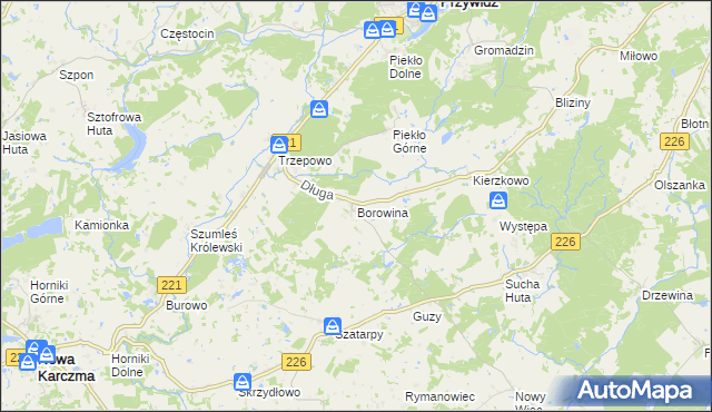 mapa Borowina gmina Przywidz, Borowina gmina Przywidz na mapie Targeo