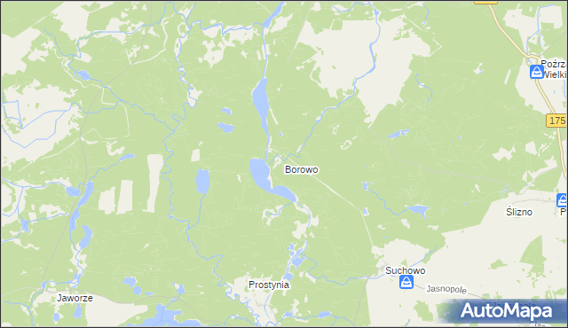 mapa Borowo gmina Kalisz Pomorski, Borowo gmina Kalisz Pomorski na mapie Targeo