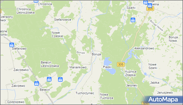 mapa Boruja, Boruja na mapie Targeo