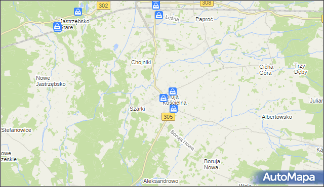 mapa Boruja Kościelna, Boruja Kościelna na mapie Targeo