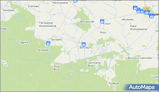 mapa Boruszyn gmina Połajewo, Boruszyn gmina Połajewo na mapie Targeo
