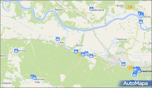 mapa Boryń gmina Czerwieńsk, Boryń gmina Czerwieńsk na mapie Targeo