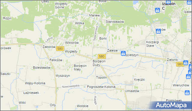 mapa Borzęcin gmina Stare Babice, Borzęcin gmina Stare Babice na mapie Targeo