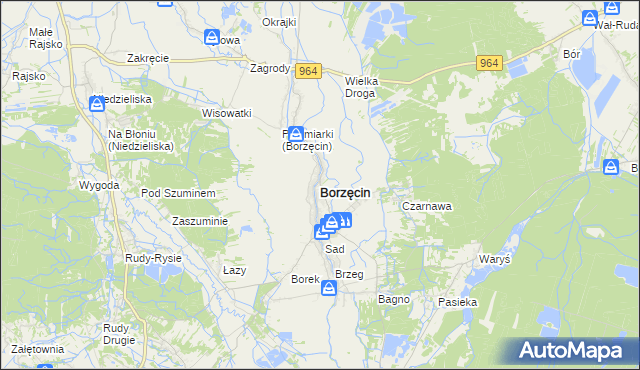 mapa Borzęcin powiat brzeski, Borzęcin powiat brzeski na mapie Targeo