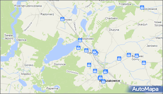 mapa Boszkowo-Letnisko, Boszkowo-Letnisko na mapie Targeo