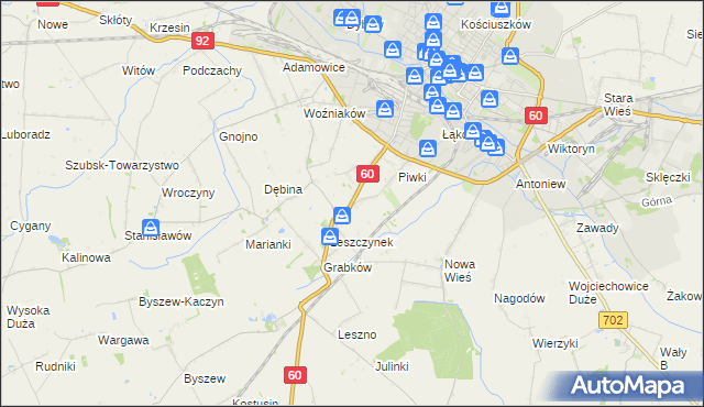 mapa Boża Wola gmina Kutno, Boża Wola gmina Kutno na mapie Targeo