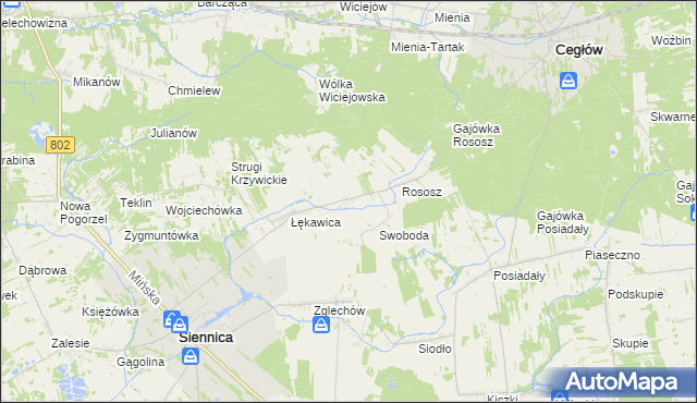 mapa Boża Wola gmina Siennica, Boża Wola gmina Siennica na mapie Targeo